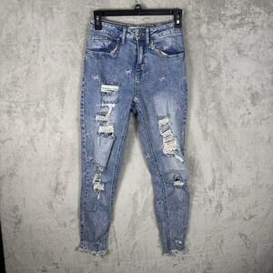 Tinseltown Mom High Rise‎ Skinny Ankle Jeans Women Sz 0 Butterflies Thrash